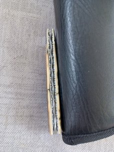 David R. Davis Mammoth ivory Damascus Swayback,closed 4.25" ..fluted...vine filework..MOP shield 