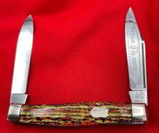 FIGHT'N ROOSTER 2-Blade “TEXAS JACK “ Pocket Knife Christmas Tree Scales 1st Generaton