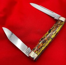FIGHT'N ROOSTER 2-Blade “TEXAS JACK “ Pocket Knife Christmas Tree Scales 1st Generaton