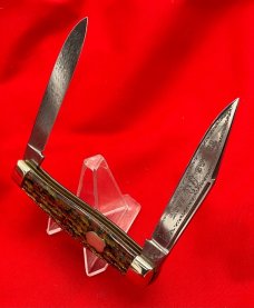 FIGHT'N ROOSTER 2-Blade “TEXAS JACK “ Pocket Knife Christmas Tree Scales 1st Generaton