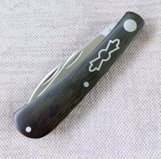 Jeffrey Mitchell Wharnie Trapper, Westinghouse Micarta, Cpm154,  4" closed,filework, coa and pouch 
