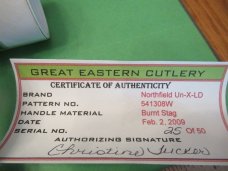 Great Eastern 2008 Northfield Burnt Stag Cigar Whittler Pattern # 541308 W 1of 50