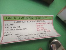 Great Eastern 2011 Burnt Stag Western Trapper Pattern # 481211  Serial # 09 of 25 Made