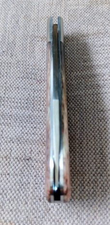 Johan du Plessis Giraffe Bone Lanny..4 25" closed N690... long pull...steel bolsters.coa/pouch 