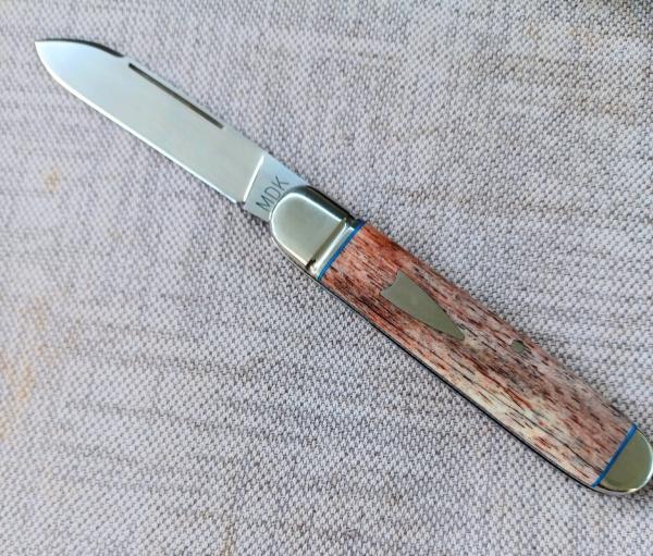 Michael du Plessis Giraffe Bone Equal End..3.75".. N690..long pull Spear..steel fluted bolsters&caps