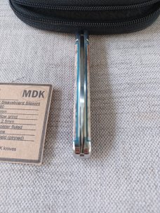 Michael du Plessis Giraffe Bone Equal End..3.75".. N690..long pull Spear..steel fluted bolsters&caps