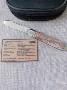 Michael du Plessis Giraffe Bone Equal End..3.75".. N690..long pull Spear..steel fluted bolsters&caps