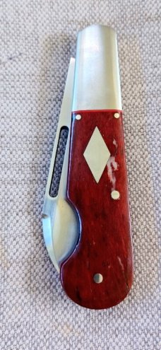 K'roo Red Kudu Bone EO Wharnie Barlow..3.75..slip.coa.N690.shield..liners.spacers..elongated bolster