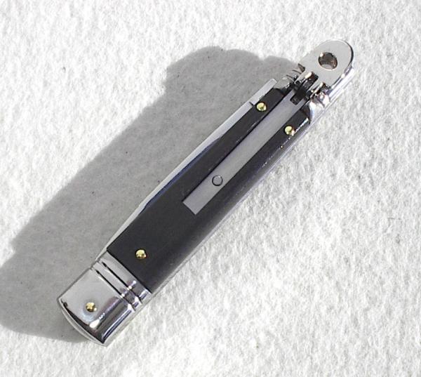 NOS AKC 8" CLASSIC SLIM LEVER LOCK SWEDGE BLADE, GENUINE AFRICAN EBONY WOOD MANIAGO ITALY