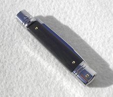 NOS AKC 8" CLASSIC SLIM LEVER LOCK SWEDGE BLADE, GENUINE AFRICAN EBONY WOOD MANIAGO ITALY
