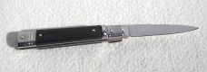NOS AKC 8" CLASSIC SLIM LEVER LOCK SWEDGE BLADE, GENUINE AFRICAN EBONY WOOD MANIAGO ITALY