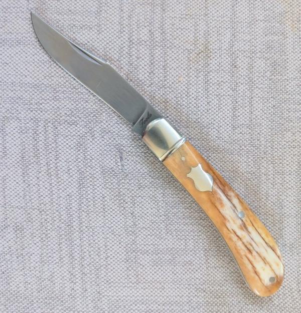 Bobby Toole Giraffe Bone Honknose Trapper Knife, 4" ..A2 acid washed blade..coa and pouch Bobby Toole Giraffe Bone Honknose Trapper Knife, 4" ..A2 acid washed blade..coa and pouch