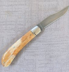 Bobby Toole Giraffe Bone Honknose Trapper Knife, 4" ..A2 acid washed blade..coa and  pouch 