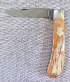Bobby Toole Giraffe Bone Honknose Trapper Knife, 4" ..A2 acid washed blade..coa and  pouch 
