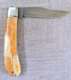 Bobby Toole Giraffe Bone Honknose Trapper Knife, 4" ..A2 acid washed blade..coa and  pouch 