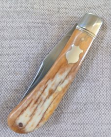 Bobby Toole Giraffe Bone Honknose Trapper Knife, 4" ..A2 acid washed blade..coa and  pouch 