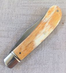 Bobby Toole Giraffe Bone Honknose Trapper Knife, 4" ..A2 acid washed blade..coa and  pouch 