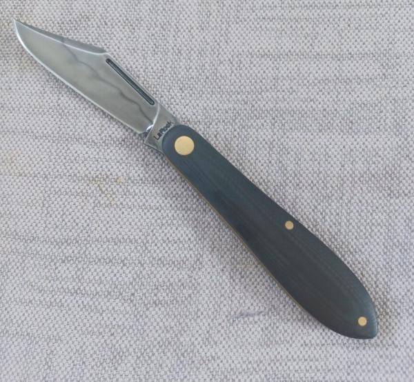 Tracy LaRock Teardrop Clip..W2 and Black 10 s..2.5" blade and 3 5/8" closed..Hamon..brass liners 