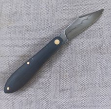 Tracy LaRock Teardrop Clip..W2 and Black 10 s..2.5" blade and 3 5/8" closed..Hamon..brass liners 