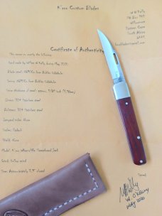 K'roo Custom Wharnie Sleeveboard,3.9.."N690..brut de force  look..Padauk wood scales.Scagel cut..coa