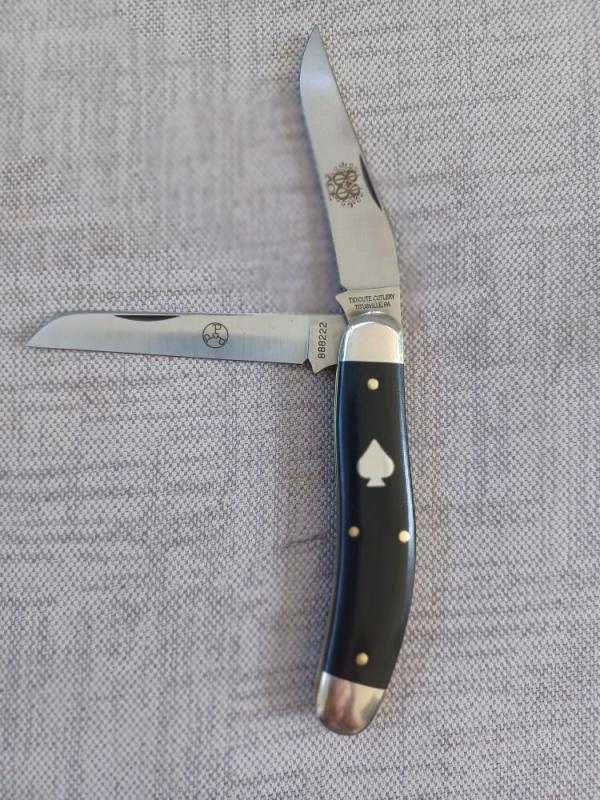 GEC Northfield Ace Trapper..888222..Honknose Clip & Lambsfoot..4" clsd..1095 & Black Linen Micarta 
