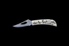 Etched Elk Stainless Steel Silver Hawk Knife