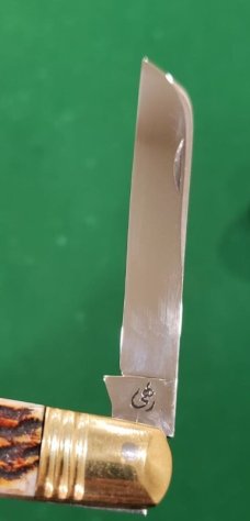 Vintage 4 3/4" Custom Made Half Congress Knife, Bone Stag Handle