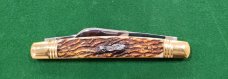 Vintage 4 3/4" Custom Made Half Congress Knife, Bone Stag Handle