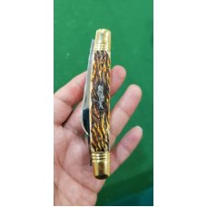 Vintage 4 34quot Custom Made Half Congress Knife Bone Stag Handle