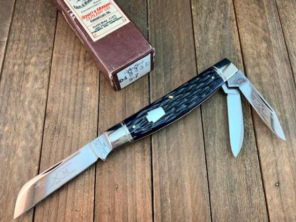 Schatt and Morgan Swayback Whittler Deep Blue Jigged Bone 1997 Schatt and Morgan Swayback Whittler Deep Blue Jigged Bone 1997