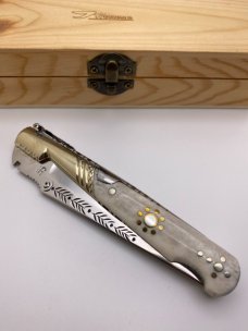 José Antonio Herreros 24.2cm / 9.5" French Vendetta Polished Stag Antler Fulcrum Release w/Wood Box