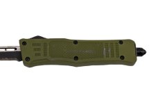 Mini Denali OTF Knife, 7.0 inches Open. Forest Green Handle. Combo edge Blade