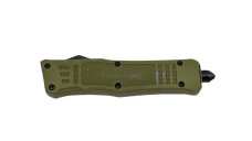 Mini Denali OTF Knife, 7.0 inches Open. Forest Green Handle. Combo edge Blade
