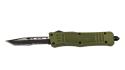 Mini Denali OTF Knife, 7.0 inches Open. Forest Green Handle. Combo edge Blade