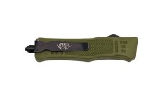 Mini Denali OTF Knife, 7.0 inches Open. Forest Green Handle. Combo edge Blade