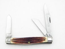 Queen Cutlery #26 Serpentine Burnt Orange Imitation Winterbottom bone: 3 1/4” closed, 1971, Q tang