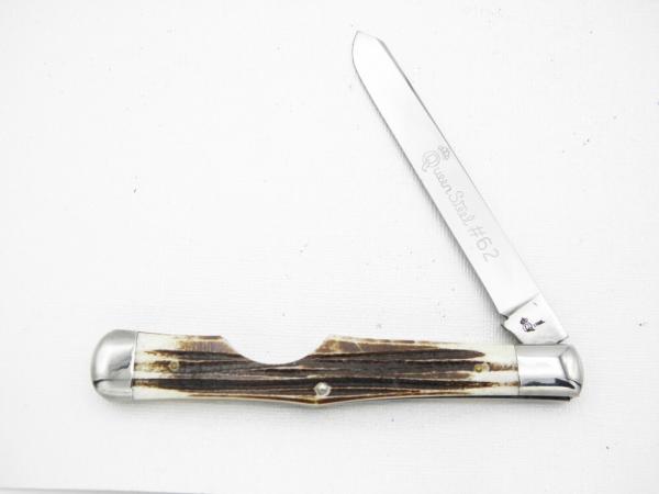 Queen Cutlery #62 GLAZED Mellon Tester Winterbottom bone: 4 1/8” closed, circa 1959