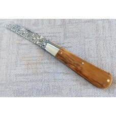 Jeffrey Mitchell Swayback Mammoth Ivory with Vegas Stainless Damascus..3 11/16" clsd..Smooth scales