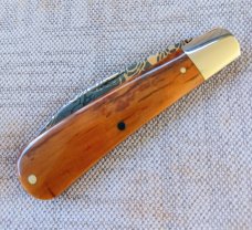 Jeffrey Mitchell Swayback Mammoth Ivory with Vegas Stainless Damascus..3 11/16" clsd..Smooth scales 