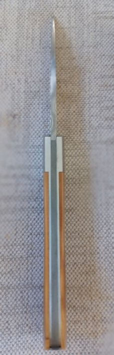 Jeffrey Mitchell Swayback Mammoth Ivory with Vegas Stainless Damascus..3 11/16" clsd..Smooth scales 