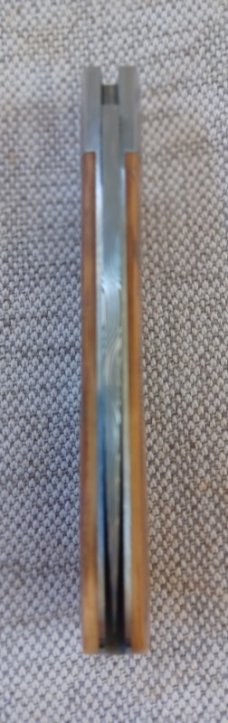 Jeffrey Mitchell Swayback Mammoth Ivory with Vegas Stainless Damascus..3 11/16" clsd..Smooth scales 