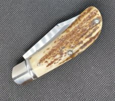 Cesar Maidel Stag Lanny Clip...14C28N...4" closed..Domed pins..stainless hardware..leather pouch 