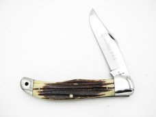 Queen Cutlery Co. #44 One Blade Folding Hunter in Winterbottom Bone: 5 1/4” closed; early 1958 - 196