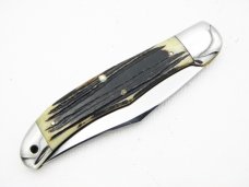 Queen Cutlery Co. #44 One Blade Folding Hunter in Winterbottom Bone: 5 1/4” closed; early 1958 - 196