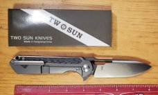 TWOSUN TS226 ~ Titanium & Carbon Fiber Handles ~ D2 Blade Steel 