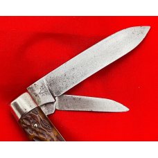 Vintage H BOKER & CO’S IMPROVED CUTLERY 2-Blade Swell End Jack Pocket Knife c.1899-1920’s Bone