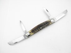 Queen Cutlery Large 4” Four Blade Congress #32, 1958 – 1960: tang stamp is “Q Steel”, etched blade