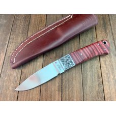 Don Cowles Custom Small Hunter Red Curly Maple CPMS30V Steel Engraved Bolsters