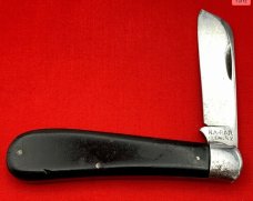 Vintage KA-BAR OLEAN, N.Y. 1-Blade Swayback Jack Folding Pocket Knife Slick Black c.1911-51
