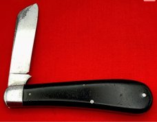 Vintage KA-BAR OLEAN, N.Y. 1-Blade Swayback Jack Folding Pocket Knife Slick Black c.1911-51
